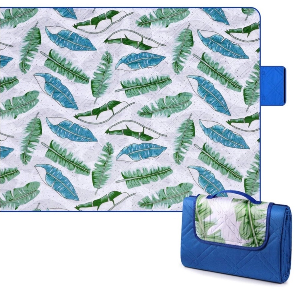 Leaf Print Picnic Blanket with Carrying Case